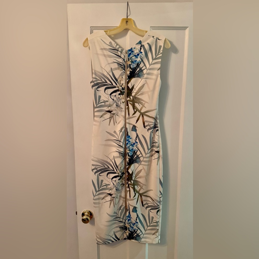 Ted Baker Gold Embellished Sleeveless Sheath Midi Dress